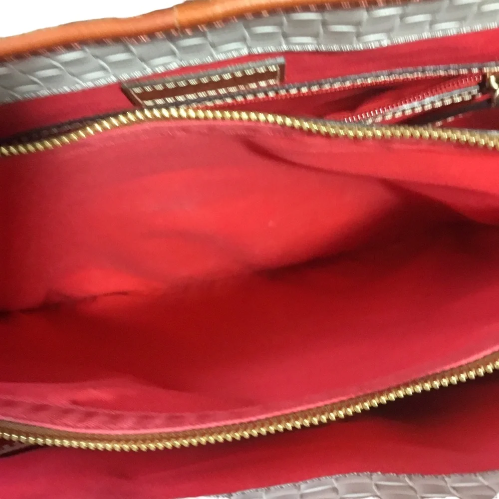 Dooney & Bourke Weave Tote Tan Leather Trim Logo Shoulder Bag